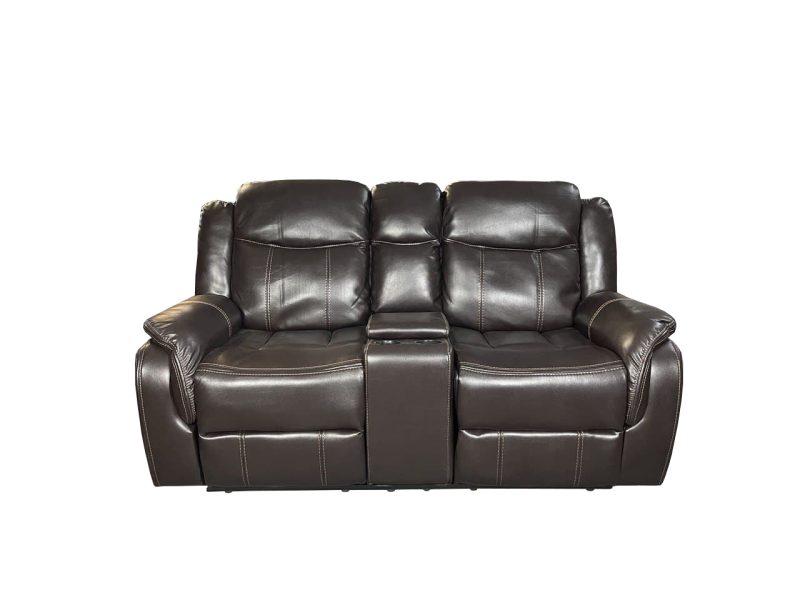 VENICE 3+2 AIR LEATHER RECLINER + CUP HOLDER – Brown - Image 4