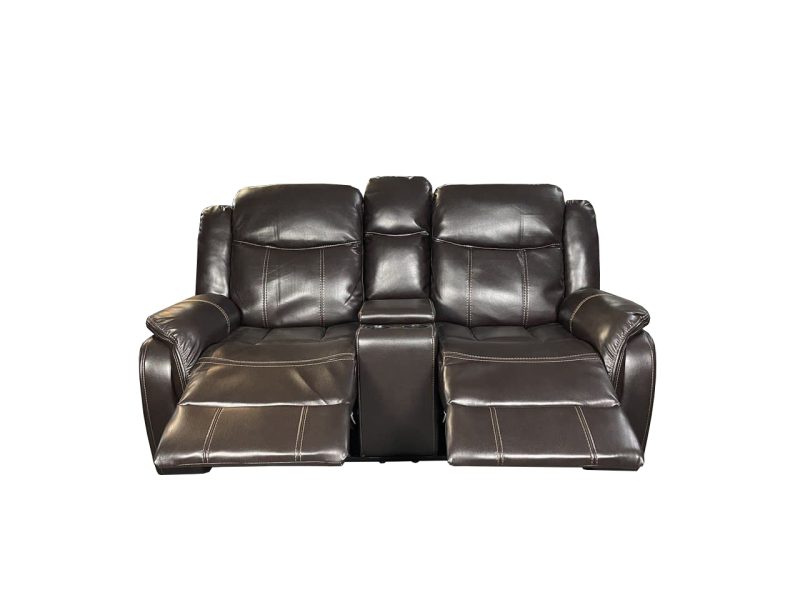 VENICE 3+2 AIR LEATHER RECLINER + CUP HOLDER – Brown - Image 5