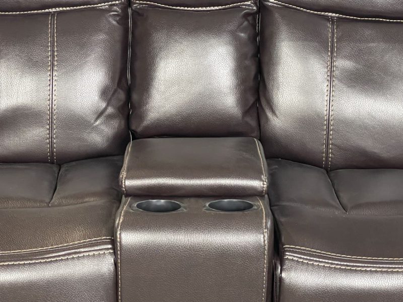 VENICE 3+2 AIR LEATHER RECLINER + CUP HOLDER – Brown - Image 6