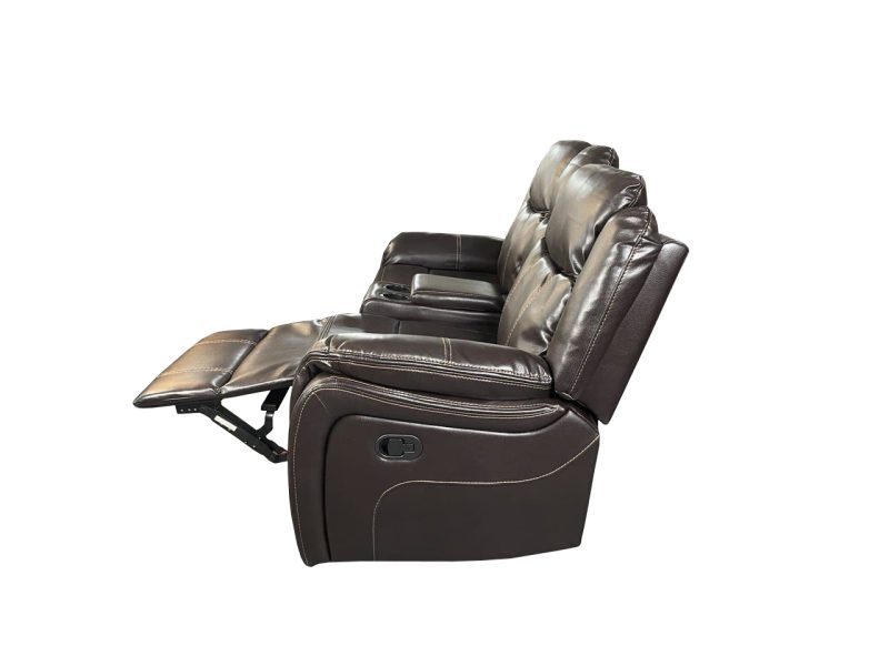 VENICE 3+2 AIR LEATHER RECLINER + CUP HOLDER – Brown - Image 9