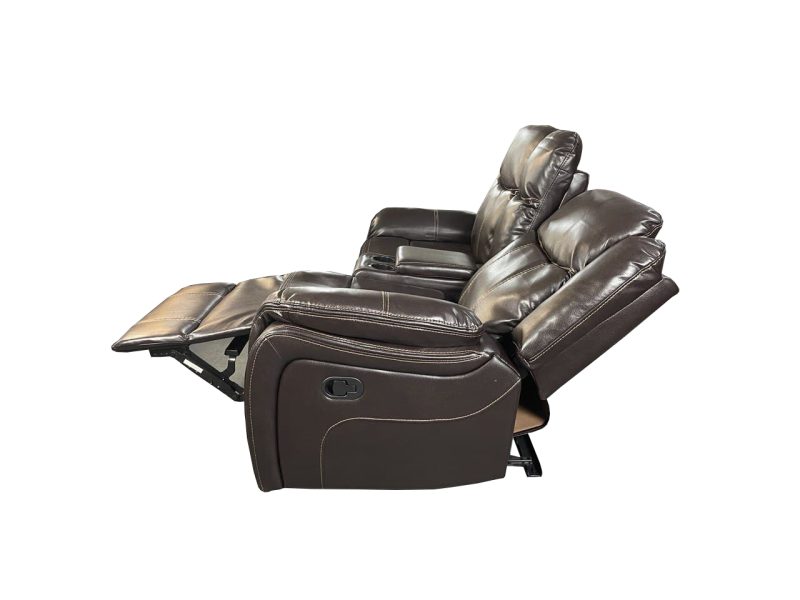 VENICE 3+2 AIR LEATHER RECLINER + CUP HOLDER – Brown - Image 10