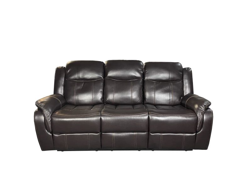 VENICE 3+2 AIR LEATHER RECLINER + CUP HOLDER – Brown - Image 2