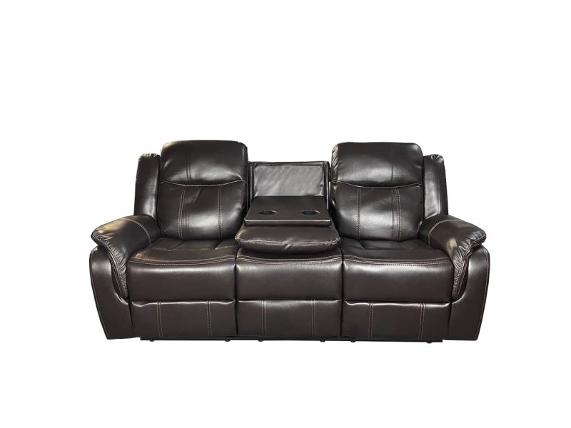 VENICE 3+2 AIR LEATHER RECLINER + CUP HOLDER – Brown - Image 3