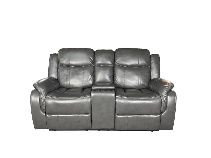 VENICE 3+2 AIR LEATHER RECLINER + CUP HOLDER – Grey - Image 7