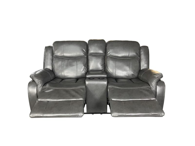 VENICE 3+2 AIR LEATHER RECLINER + CUP HOLDER – Grey - Image 8