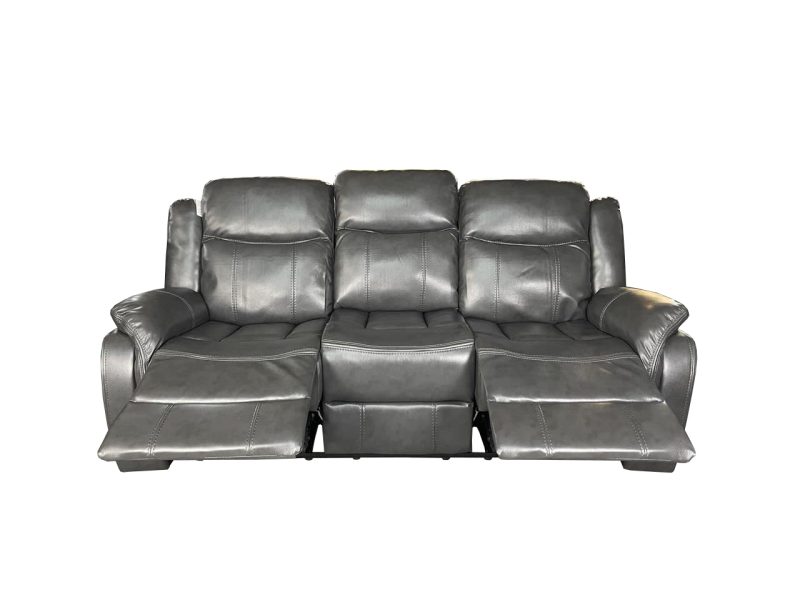 VENICE 3+2 AIR LEATHER RECLINER + CUP HOLDER – Grey - Image 3