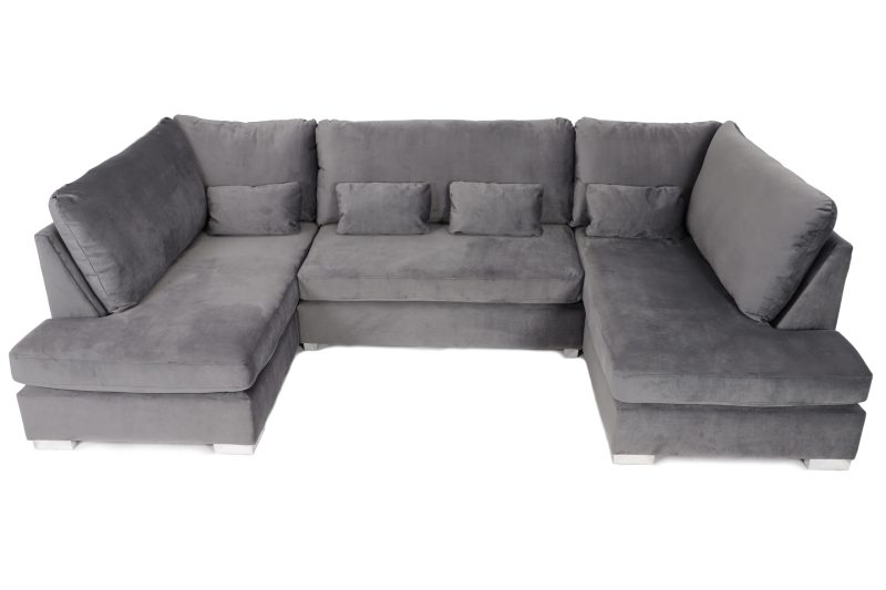 London U-Shape Sofa Plush Steel - Image 2