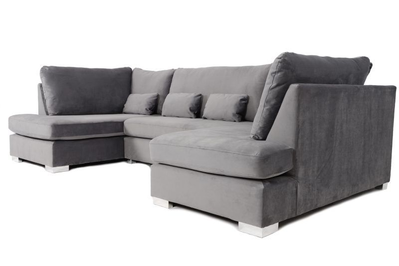 London U-Shape Sofa Plush Steel - Image 4