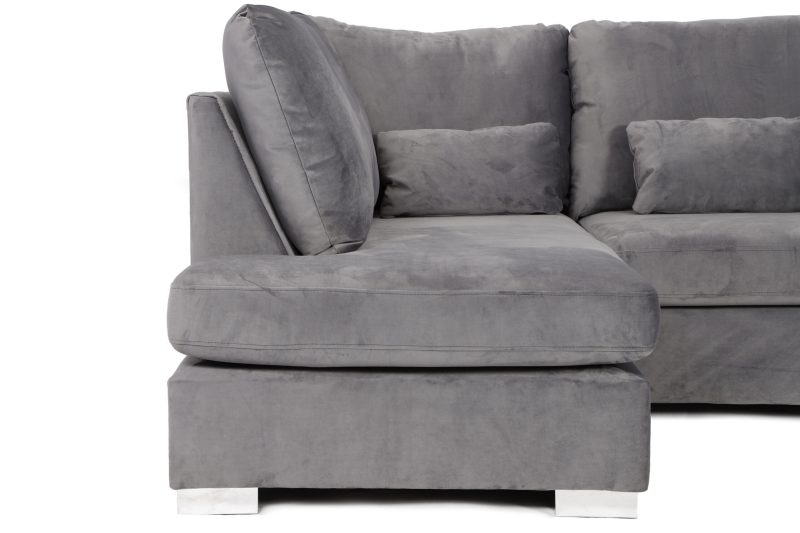 London U-Shape Sofa Plush Steel - Image 5