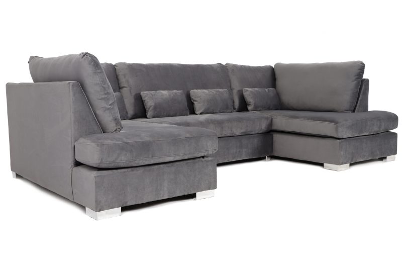 London U-Shape Sofa Plush Steel - Image 3