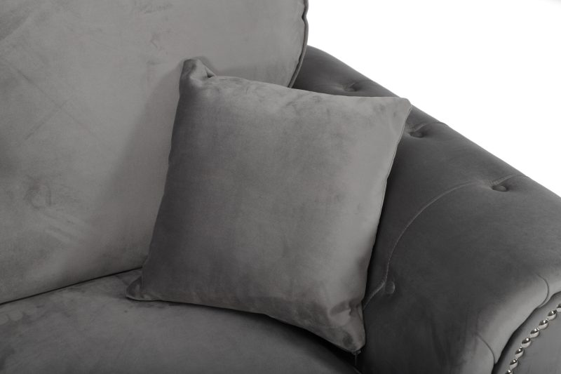 Oakland 2 Seater Sofa Plush Grey - Image 7