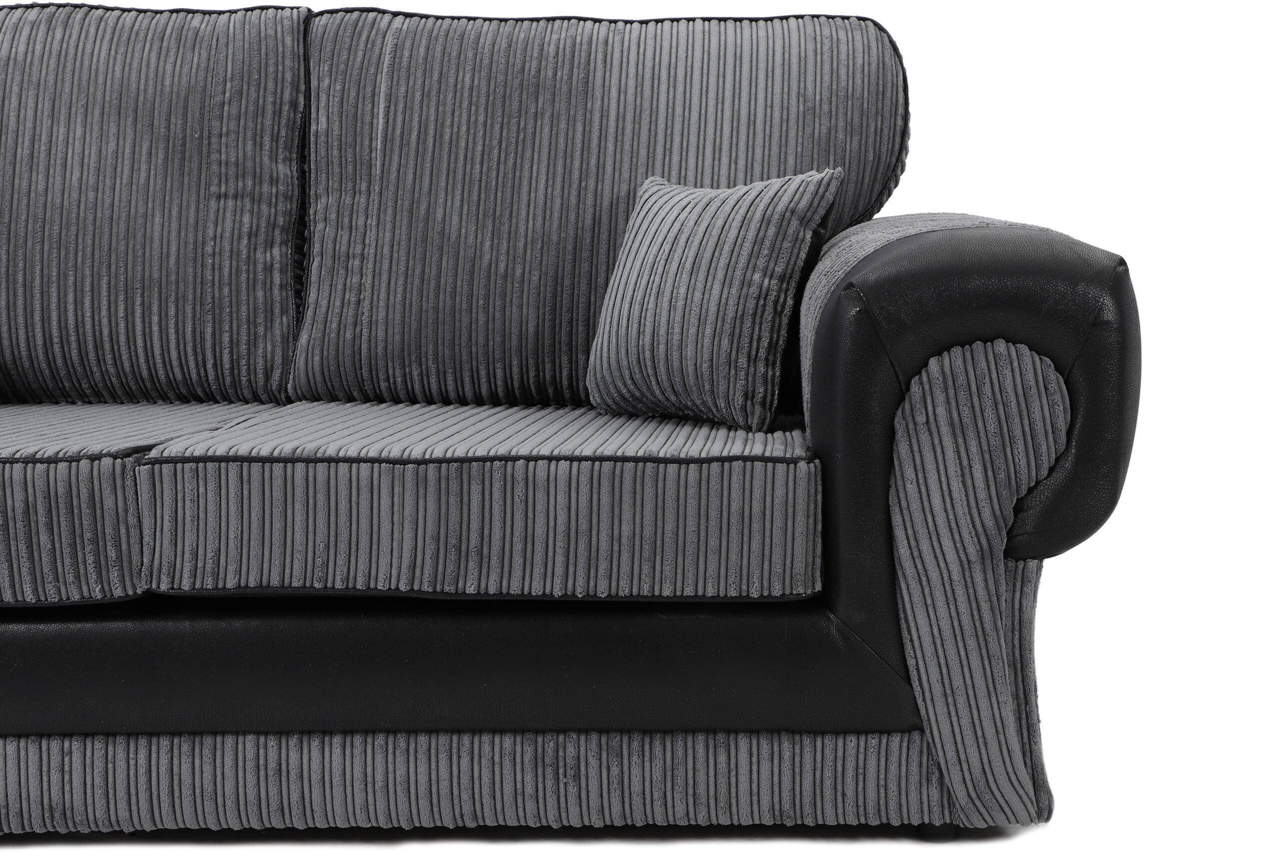 Tangent Corner Sofa Black/Grey Cord - Image 2