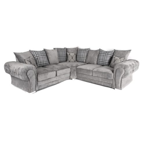 Verona Scatter Back Grey Fabric Large Corner Sofa