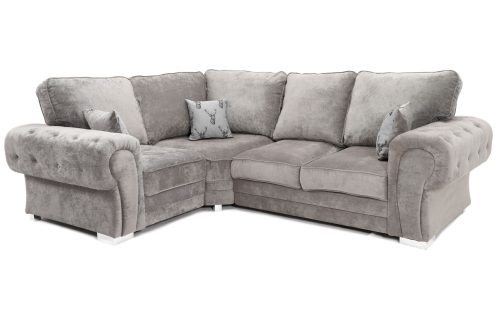 Verona Full Back Left Hand Corner Sofa Grey Fabric
