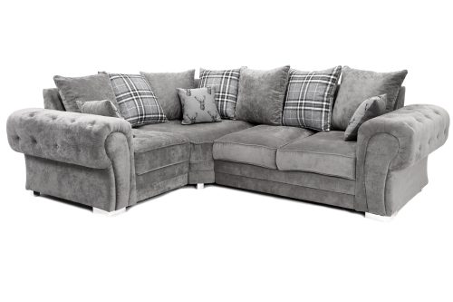 Verona Scatter Back Left Hand 1C2 Corner Sofa Grey Fabric
