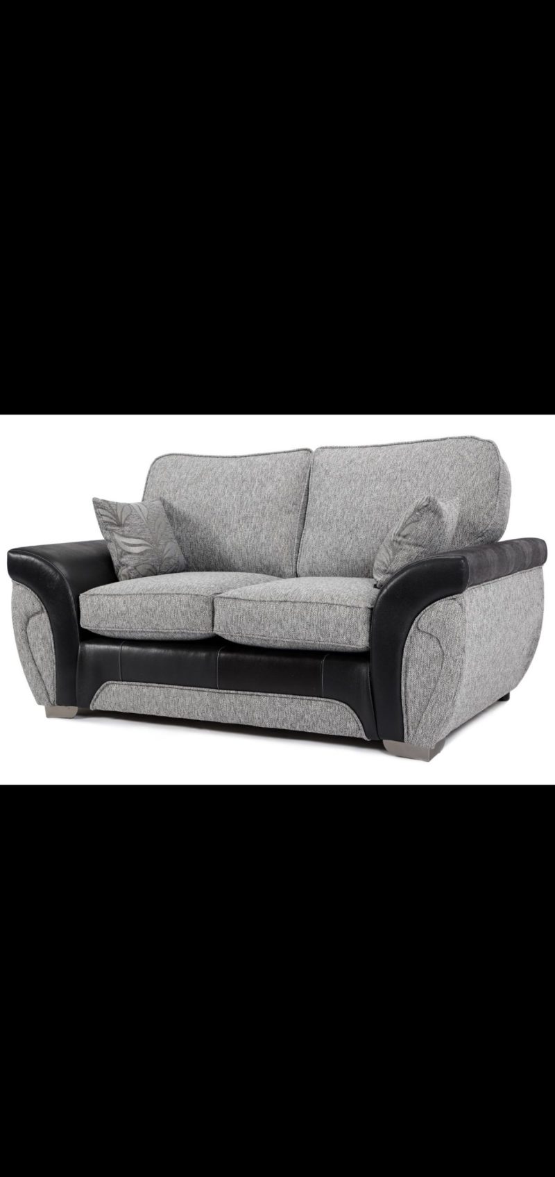 Matinee Full Back 2 Seater Sofa Black Silver - Image 2