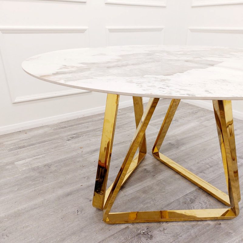 Nero Pandora Gold 1.3m Round Dining Table - Image 3