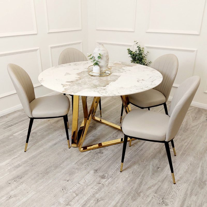 Nero Pandora Gold 1.3m Round Dining Table - Image 2