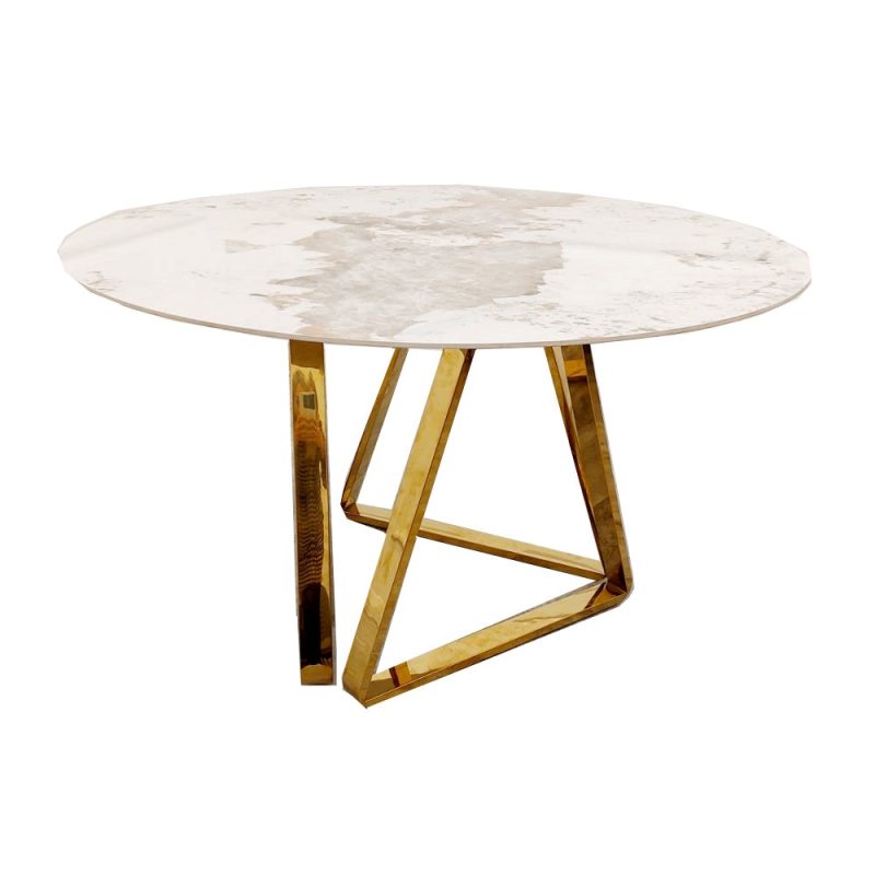 Nero Pandora Gold 1.3m Round Dining Table