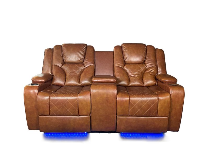 Amsterdam 3+2 Genuine leather electric LED reclining sofa - Image 13