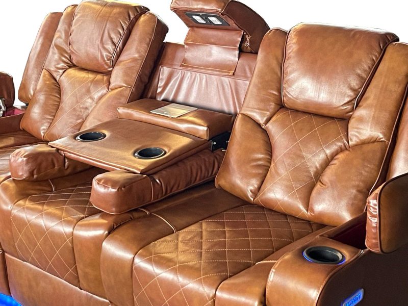 Amsterdam 3+2 Genuine leather electric LED reclining sofa - Image 9