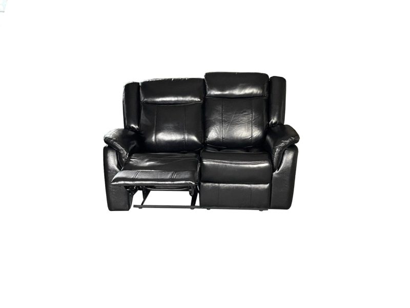 Alex 3+2  Genuine Leather Recliner Sofa Black - Image 7