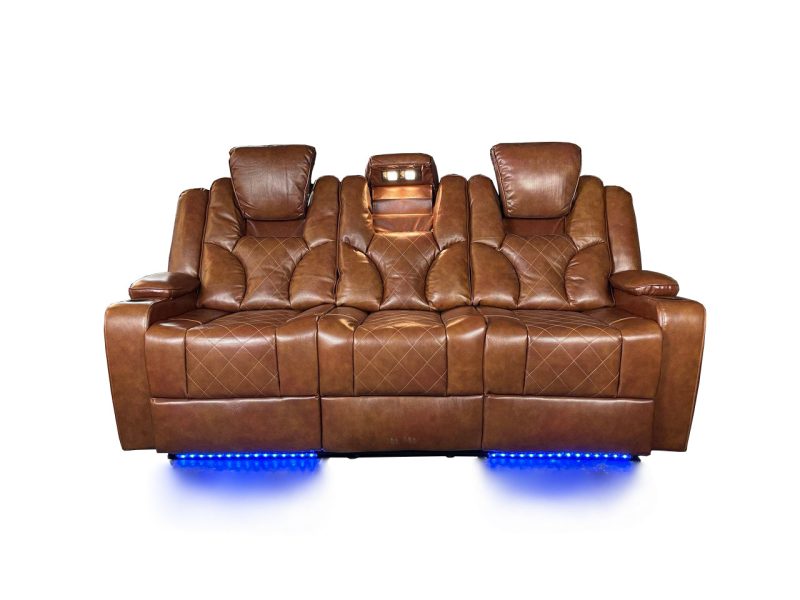 Amsterdam 3+2 Genuine leather electric LED reclining sofa - Image 3