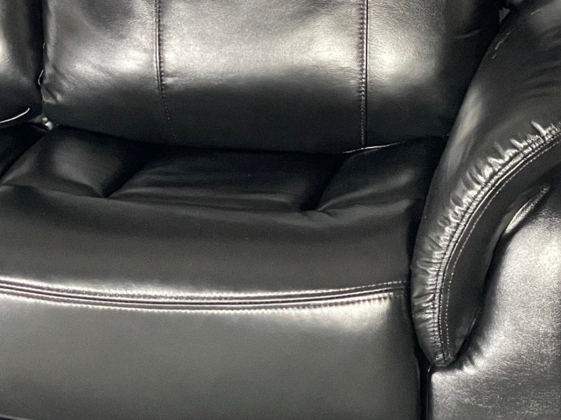 Alex 3+2  Genuine Leather Recliner Sofa Black - Image 9