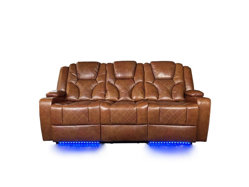 Amsterdam 3+2 Genuine leather electric LED reclining sofa - Image 2