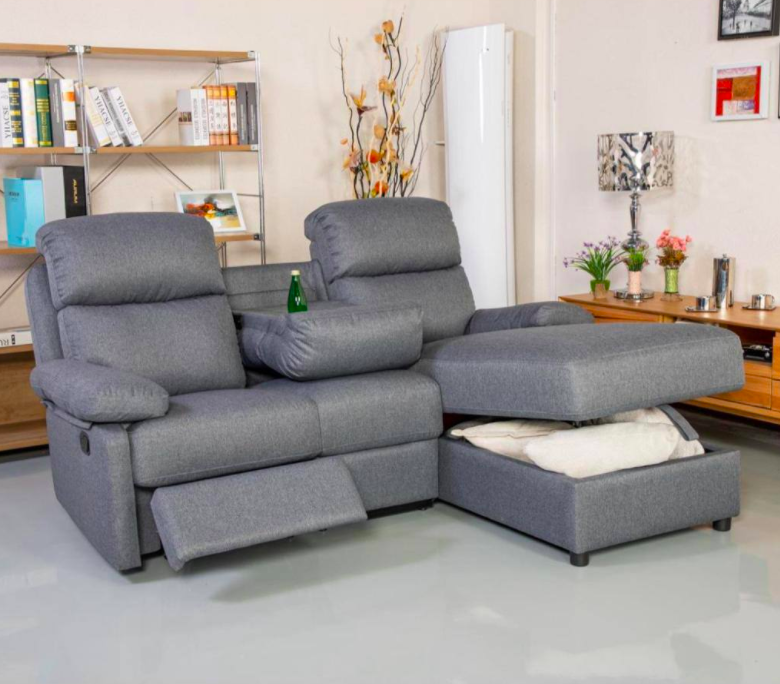 Miami Grey recliner storage L-shape corner sofa