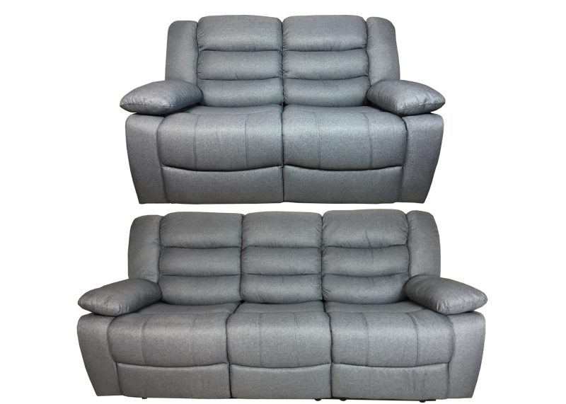 Sorrento 3+2 Fabric Recliner Sofa Grey. 3 seater and 2 seater grey colour.