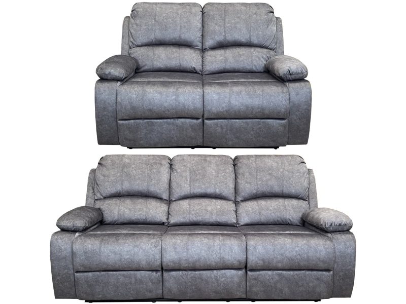 Valencia 3+2 recliner truffle fabric, grey colour. 3 seater and 2 seater.