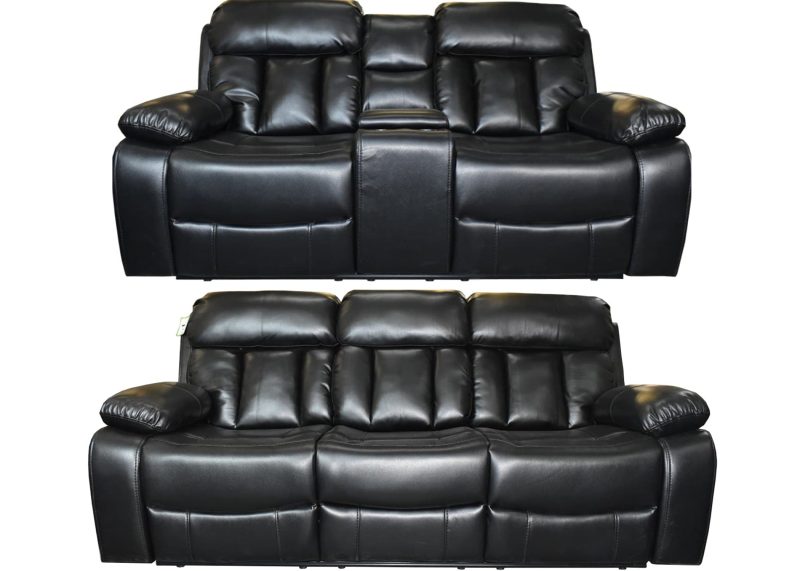 Vancouver 3+2 Recliner Aire leather Black