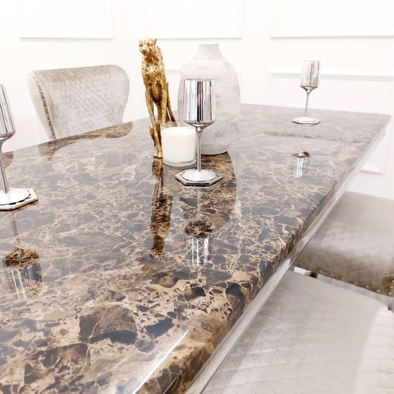 Athena 1.8m Marble Dining table- Brown and Black - Image 3