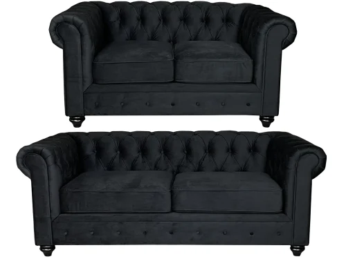 Chesterfield 3+2 Sofa Set black
