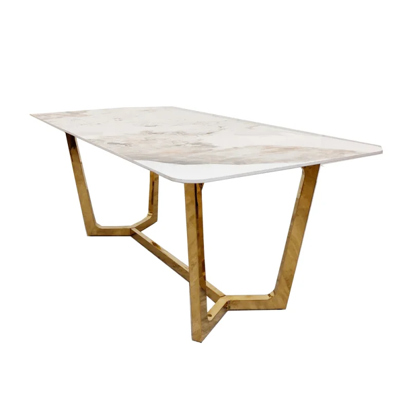 Lucien 1.8m Gold Dining Table with Pandora Gold Sintered Top