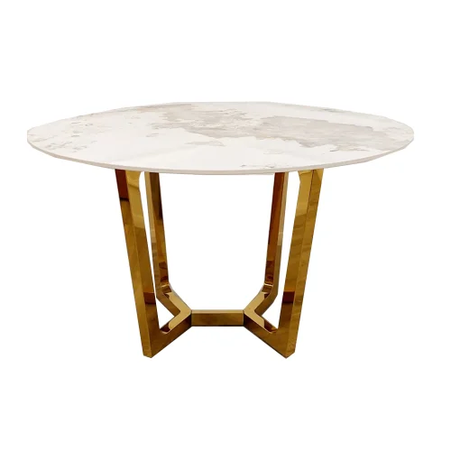Lucien Gold 1.2 Round Dining Table Sintered Stone Top